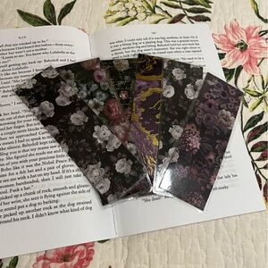 Handmade Dark Floral Bookmark Set (7) Botanical Reader Gifts Book Club Easter